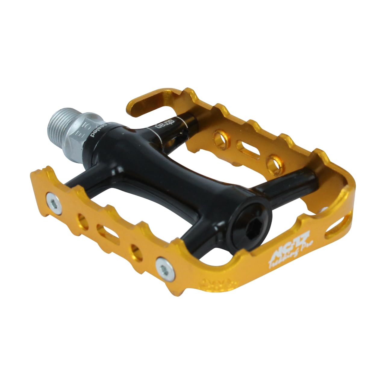 NC-17 Trekking pro pedals pro Aluminium Trekking Pedal/Mountain Bike Pedal/Bicycle MTB Pedal/with Reflectors/Ball bearing and Cr-Mo Axle/Weight: 251 g per Pair Multi-Coloured black/gold