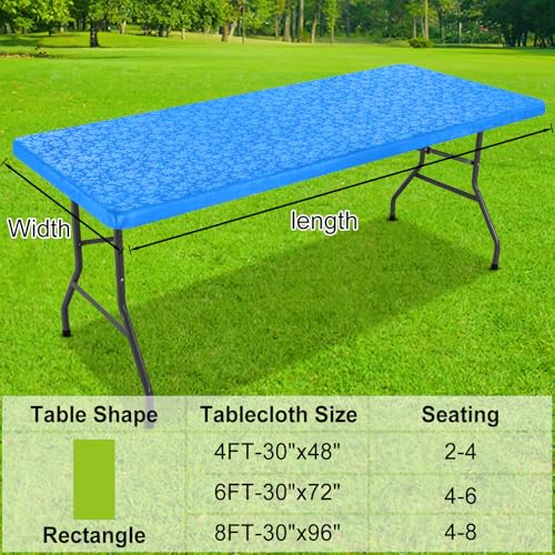 Image of Smiry Heavy Duty Vinyl Fitted Tablecloths for 8 Foot Rectangle Tables