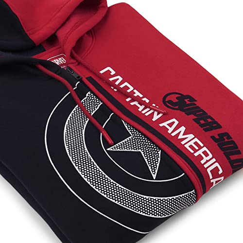 Image of Free Authority Captain America Printed Regular Fit Navy Blue Cotton Men Hoodie Sweatshirt