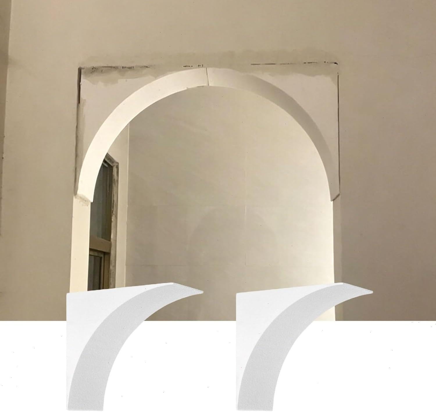 Kit de moldura de arco para puerta, inserto semicircular para pintar para decoración interior, juego universal de molduras de entrada redondeada(23x23x23cm(9.1x9.1x9.1"))