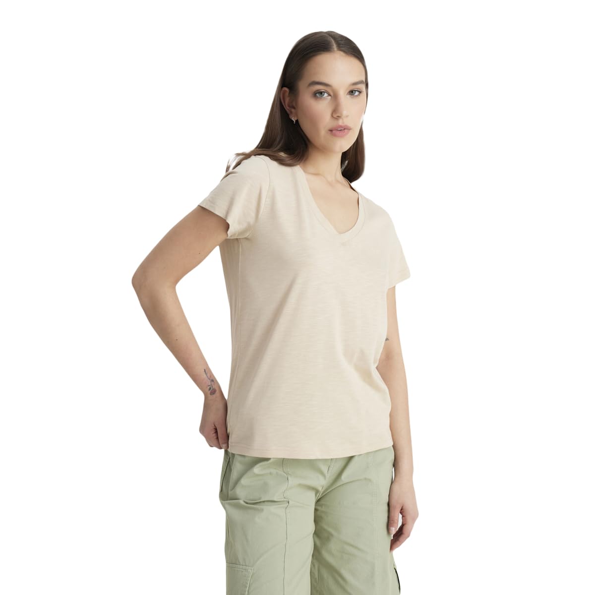 SS V Neck V Yaka T-shirt Tişört Kadın