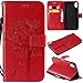 NOMO iPhone XR Case,iPhone XR Wallet Case,iPhone XR Flip Case PU Leather Emboss Tree Cat Flowers Folio Magnetic Kickstand Cover with Card Slots for Apple iPhone XR (6.1 inch) 2018 Release, Red