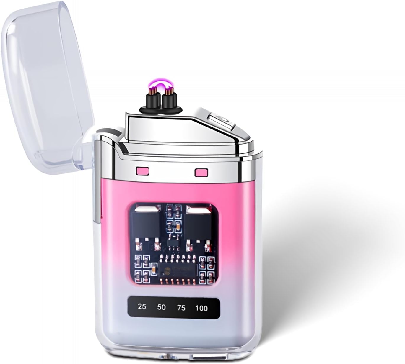 Double Arc Plasma Windproof Lighter USB Rechargeable Dual Arc Electric Lighter, Flameless Windproof Pocket Lighter with LED Battery Indicator Type-C Rechargeable Portable Outdoor Camping-image-35