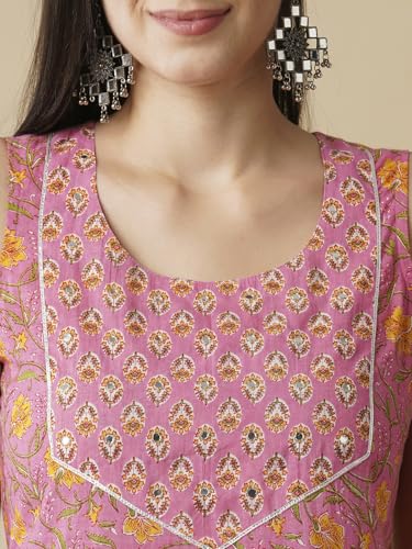 Image of Globus Women Kurta Sets (GS564948 Pink S)