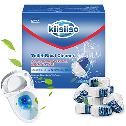 KIISSIISO Toilet Bowl Cleaner Tablets, 12 PACK Commercial Household Bathroom Cleaners, Automatic Toilet Tank Cleaners, Multipurpose Janitorial Deodorizers(Blue and White) KIISSIISO Toilet Bowl Cleaner Tablets, 12 PACK Commercial Household Bathroom Cleaners, Automatic Toilet Tank Cleaners, Multipurpose Janitorial Deodorizers(Blue and White)