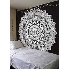 ENJOHOS Mandala Tapestry Black and White Tapestry Wall Hanging for Bedroom Living Room Dorm Decor, W79 x T59