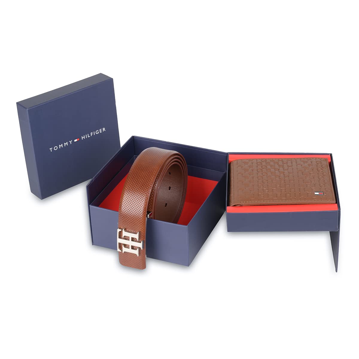 Nebraska Men Leather Gift Set Include Global Coin Wallet and Belt Tan Color-image-46