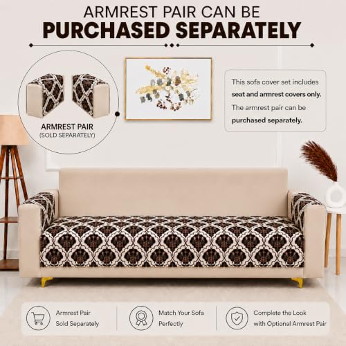 Image of Homerz Premium Printed Quilted Velvet Sofa Slip Cover Protector, Sofa Mat, Exact Size, Antislip Cover (Botanica, 7 (3+2+2) Seater, Half)