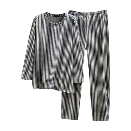 Pijama de franela térmica de manga larga y pantalón con forro polar de invierno