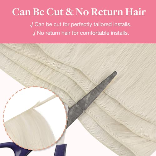 Image of GOO GOO Genius Weft Hair Extensions Human Hair, Sew In Weft Extensions, Seamless Blend & No Bulk Flat, Natural Volume for Women, 60A Platinum Blonde 14 Inch 100g