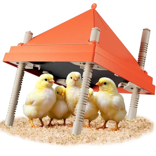 Chick Brooder Heating Plate 10 x 10 with Anti-Roosting Cone Stepless Adjustable Height for Up to 15 Chicks Energy Efficient Mother Hen Brooder for Poultry
