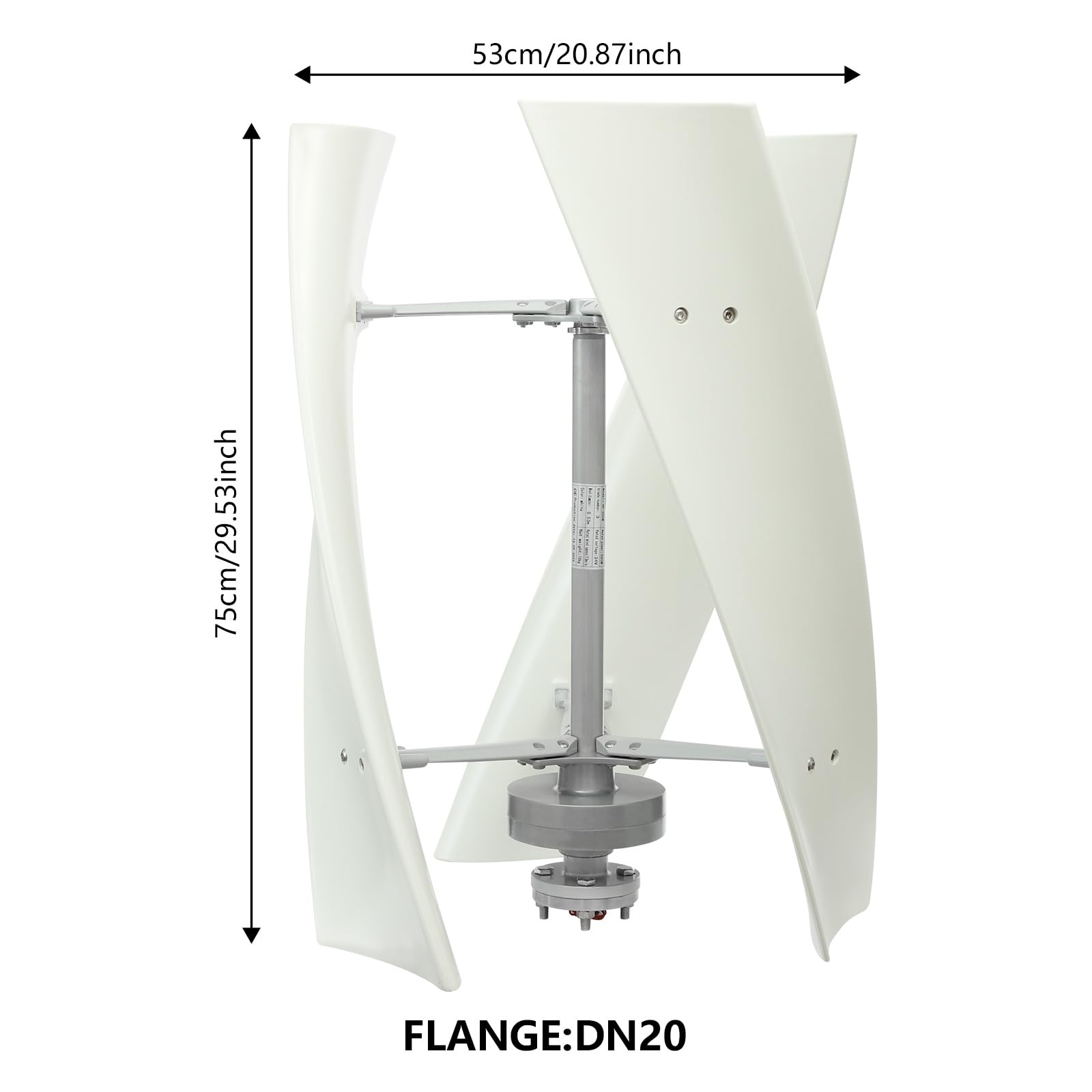 Vertikaler Windturbinen-Generator 100W 24V Weiß für Zuhause Wohnmobil Boot, Vertikale Windturbine mit Permanentmagnet-Lagergenerator für Gewerbe Industrie, Windrad Stromerzeugung leise 30dB