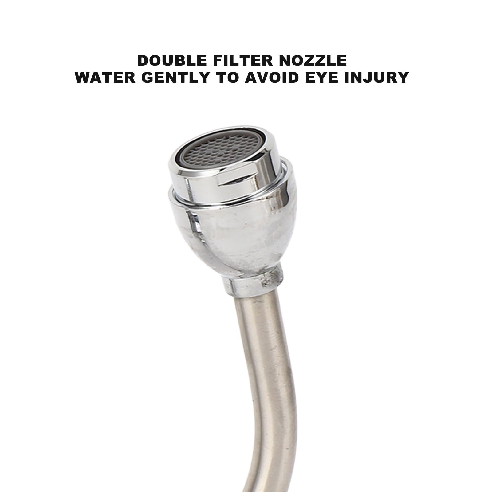 Estación de Lavado de Ojos Montada en Grifo, Acero Inoxidable 304, Boquilla Doble con Dirección Ajustable, para Emergencia, Fregadero, Primeros Auxilios
