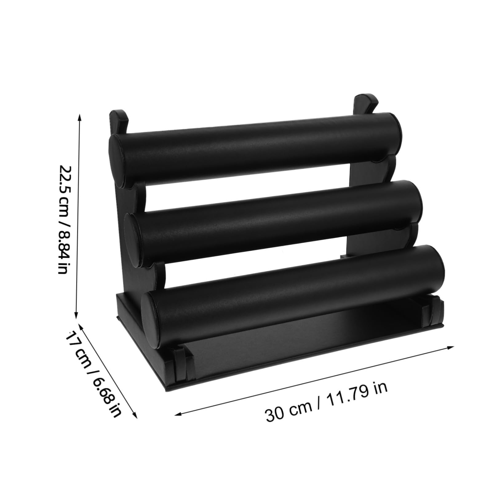 Dreistufiger Schmuckständer Aus Pu Leder Abnehmbarer Armband Und Uhrenhalter Organizer Für Armreifen Handgelenkschmuck Und Haarbänder Schwarz