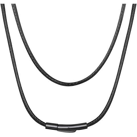 ChainsHouse Waterproof Braided Black Leather Necklace Cord with Clasp, Men Women DIY Rope Chain for Pendant, Customize Available, 1.5/2/3mm Width, 16/18/20/22/24/26/28/30