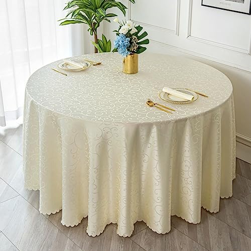 BHOMTY Round Tablecloth Hotel Tablecloths Ideal for Home Events, Conferences Beige Diameter 240 cm, 94.5 inch (Round) - Image 2