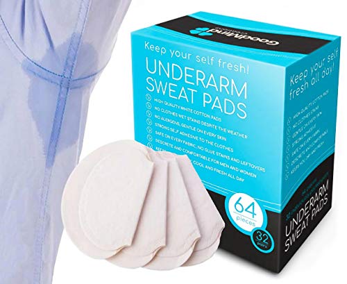 Underarm Sweat Pads [64pcs/32pairs] Keep Your Armpits Fresh, Guard your Shirt Stop Sweat Spots or Stains Fight Excessive Sweating with Disposable Individually Packed Pairs Cotton Pads.