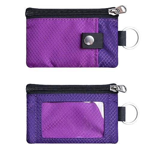 Image of CHENSPRX Minimalist RFID Blocking Small Wallet with ID Window,WaterResistant Zip Id Case Wallet with Lanyard Keychain for Cards,Cash,Travel,Women,Men