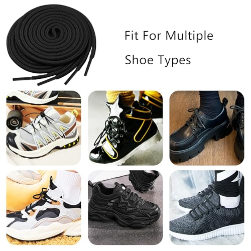Round Sneaker Shoe Laces, 120cm/47inch, Polyester Material with Anti-Fray Tips, Versatile for Fashion and Crafts, Black4
