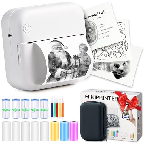 AgoDeo 300 dpi Impresora Fotos Móvil Portátil Mini - Instant PrintPod | Impresora Térmica Portátil Sin Tinta, Impresora Etiquetas Bluetooth, Mini Impresora Fotográfica (Blanco)