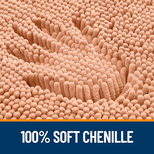 Image of OLANLY Large Bathroom Rugs 70x46, Extra Soft Absorbent Chenille Bath Rugs, Rubber Backing Quick Dry, Machine Washable Bath Mats for Bathroom Floor, Tub and Shower, Home Decor Accessories, Peach