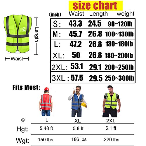 Yoweshop High Visibility Safety Vest Custom Your Logo Protective Workwear 5 Pockets With Reflective Strips Outdoor Work Vest (Neon Yellow (L)) #TOP3