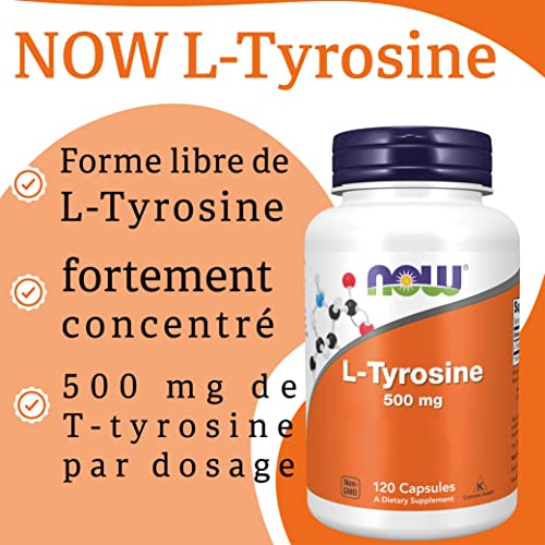 Now Foods, L-Tyrosine, 500 mg, 120 Capsules, Testé en Laboratoire, Sans Gluten, Sans Soya, Non-GMO – Image 6