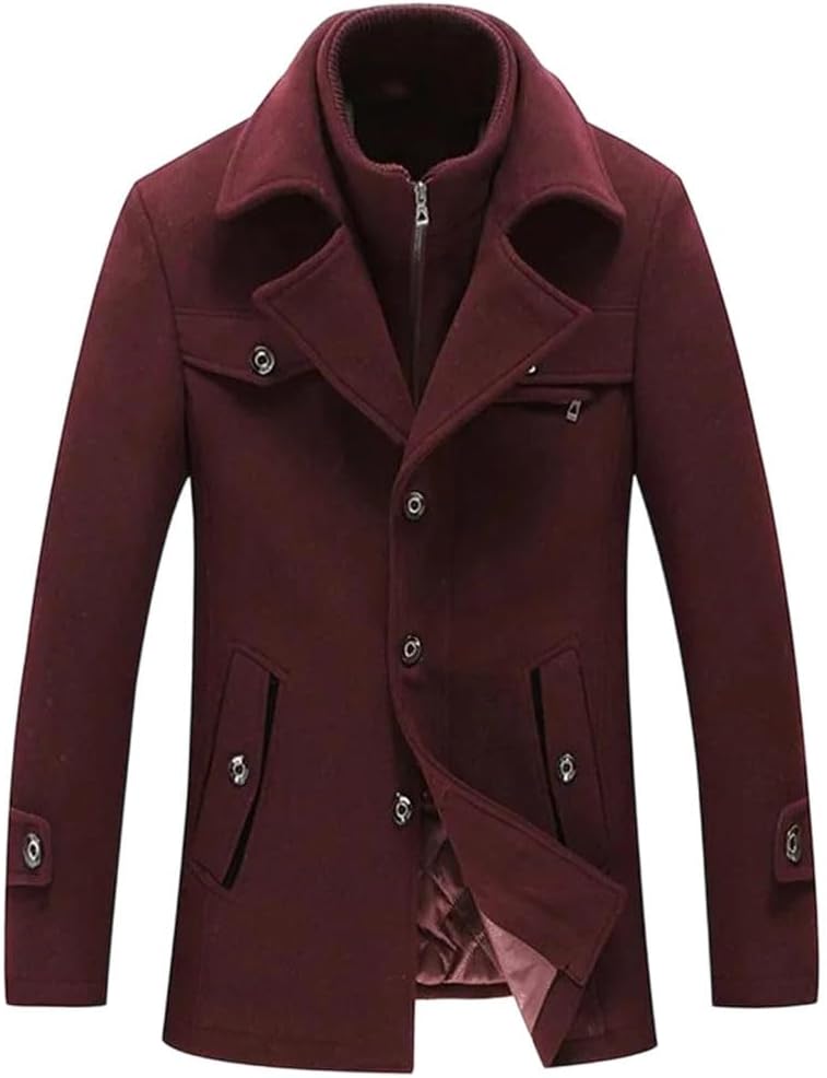 Men's Winter Trench Coats Casual Business Wool Blends Jackets