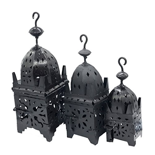 Jaima Alkauzar Beldi Juego de 3 Faroles Arabes, Marrón Ebano, 44 cm diámetro, 3 Unidades Cover