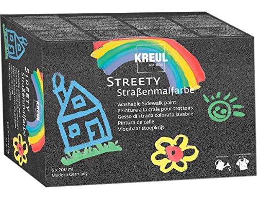 KREUL 43110 - Streety Straßenmalfarbe Set, 6 Farben mit je 200...