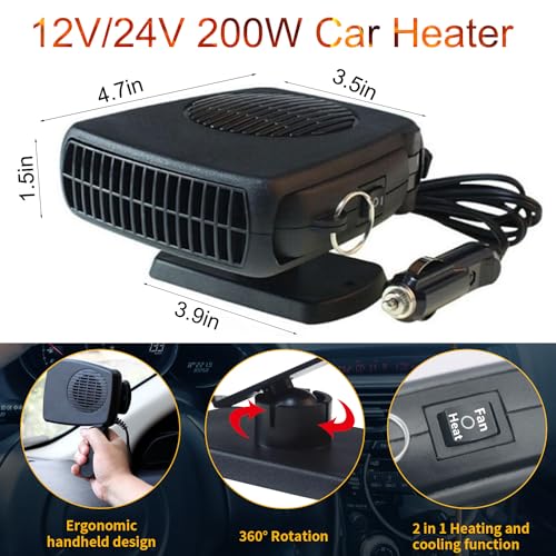 Qepjo 006 Car Heater,12V 200W Fast Heating And Cooling Fans Portable Windshield Defogger And Defroster That Plugs Into Cigarette Lighter thumb #4