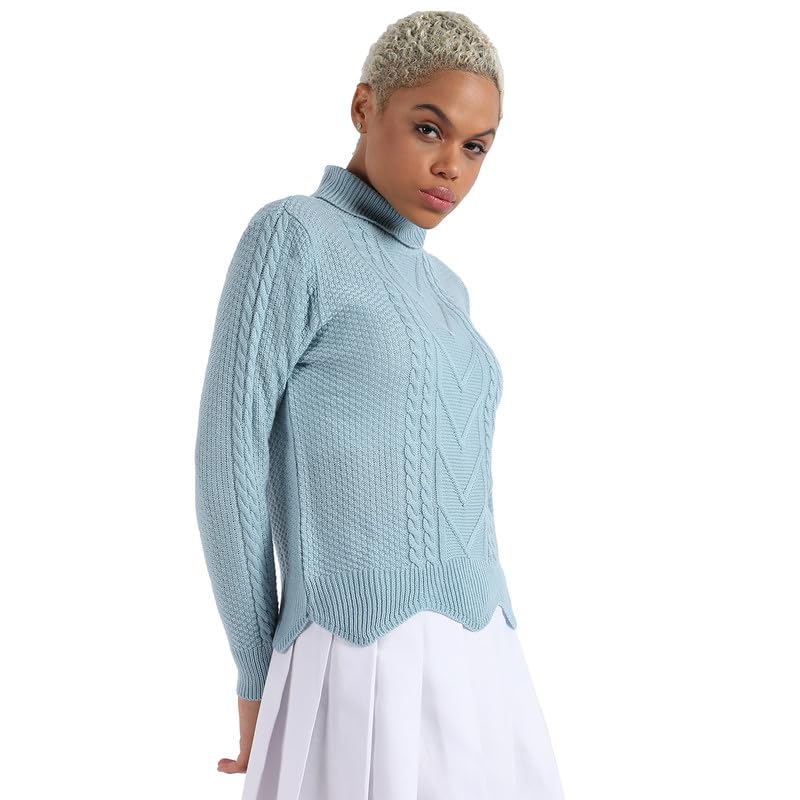Image of PINACOLADA Women's Solid Ribbed Cropped CardiganFor Casual Wear | V Neck | Long Sleeve | Wool Sweater Crafted with Comfort Fit for Everyday Wear