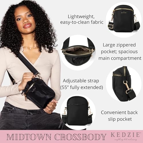 KEDZIE Midtown Crossbody Bag Lightweight Purse for Women - Black2