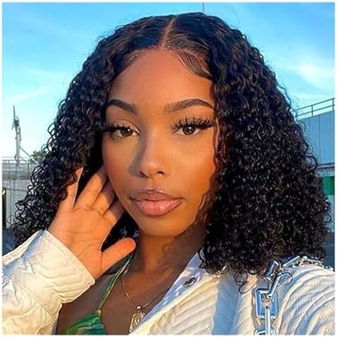UNILO Curly Bob Wig Human Hair 13X4 Curly Lace Front Wigs Human Hair Pre Plucked 150% Density Short Curly Bob Wig Human Hair for Women Natural Color 12 Inch Cover
