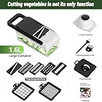 12-in-1 Vegetable Chopper, 7 Blades Veggie Chopper with Container and Lid, Dicer, Slicer, Multifunctional Kitchen Gadgets, Vegetable Cutter with Handle, Onion Cutter(Black/White) - Image 2