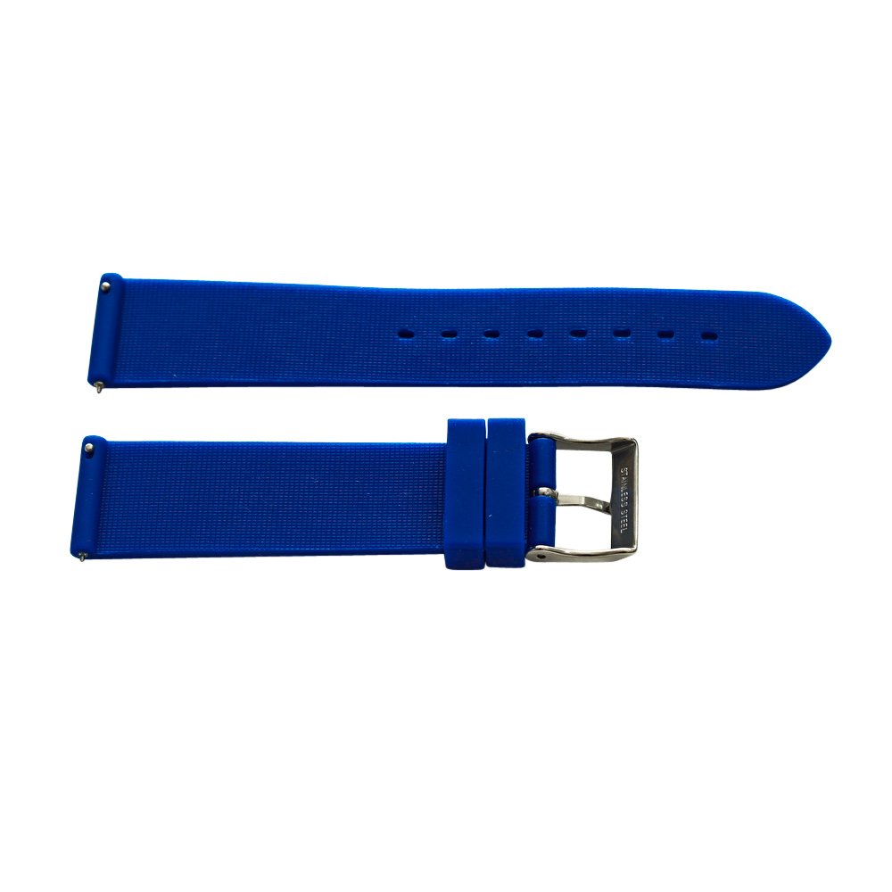 Clockwork Synergy - 2- Piece Ss Divers Silicone Watch Band Strap 22mm - Blue - Male and Female Watches
