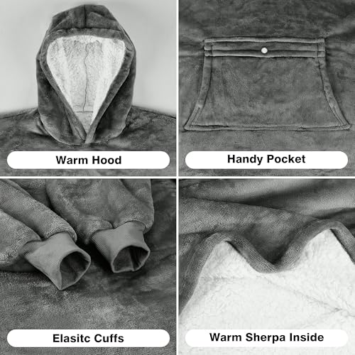 image for Catalonia Blanket Hoodie for Kids, Oversized Wearable Sherpa Sweatshir
