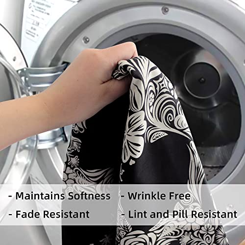 choicehot Duvet Cover Bedding Set Double - Black White Skull Bedding 3 Pcs Set Gothic Terror Theme Skeleton Quilt Cover, Bedroom Decoration