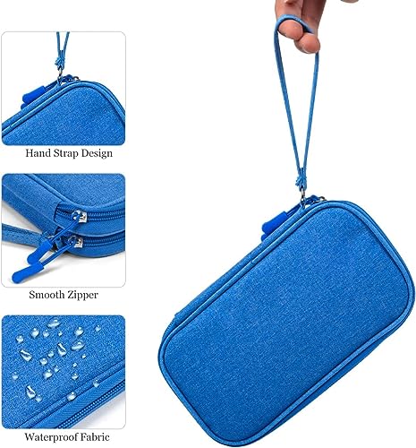 Image of CAOODKDK Electronics Accessories Organizer Pouch, Electronic Organizer Travel Case Cable Organizer for Cable, Charger, SD Card, Business Travel Gadget Bag (Blue)