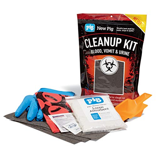 Blood, Vomit & Urine Cleanup Kit by New Pig | Norovirus Clean Up Kit | Includes Nitrile Gloves | Single Use Kit, PM50001