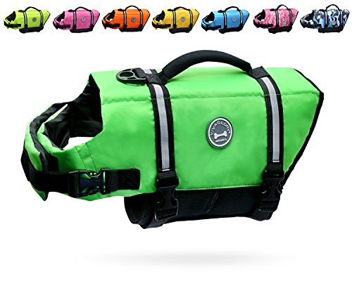 Vivaglory Ripstop Dog Life Vest, Reflective Dog Life Jackets with Enhanced Buoyancy