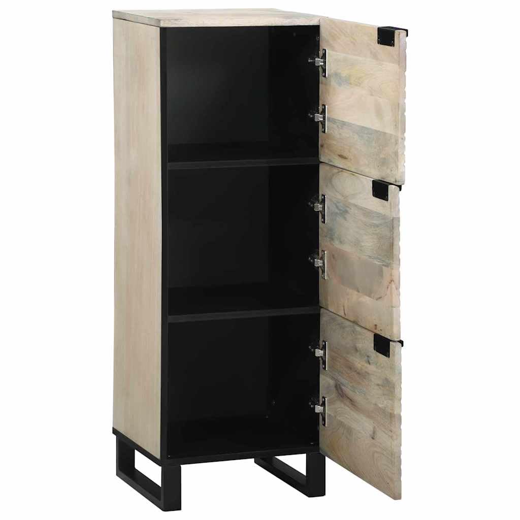 Aparador blanco 40 x 33 x 110 cm de madera maciza de mango con 3 puertas, armario de almacenamiento moderno para salón, pasillo, dormitorio, cocina, buffet