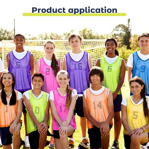 Image of Boyiee Pinnies Scrimmage Vests, Youth Pinnies Nylon Mesh Team Practice Jersey for Sports Basketball Soccer Football