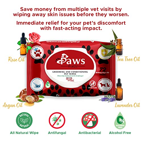 PawsFurUs® All-Natural Pet Wipes for Dogs & Cats - Doctor-Formulated for Total Pet Care with Antifungal & Antibacterial Protection, pH Balancing, Moisturizing, Deodorizing & Fast Itch Relief - 72ct. - Image 4