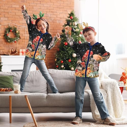 Image of Boys Fleece Jacket Hooded Autumn Winter Long Sleeve Thick Warm Outerwear;3-10 Years Kids Cute Fuzzy Jacket