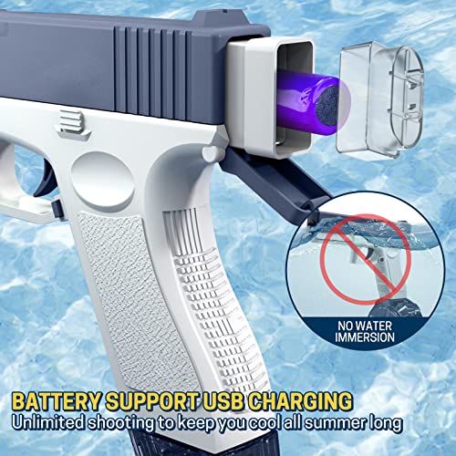 2Pcs Electric Water Gun Toy - 32Ft Water Guns With Expansion - Automatic Electric Water Guns For Adults & Kids - Water Squirt Guns - Squirt Guns For Kids Swimming Pool Beach Outdoor Party Games(Blue) #TOP3