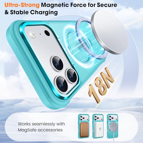 Coque iPhone 17 Pro Max Bleu Océan avec Support Invisible et Protection Antichoc Mat - 4
