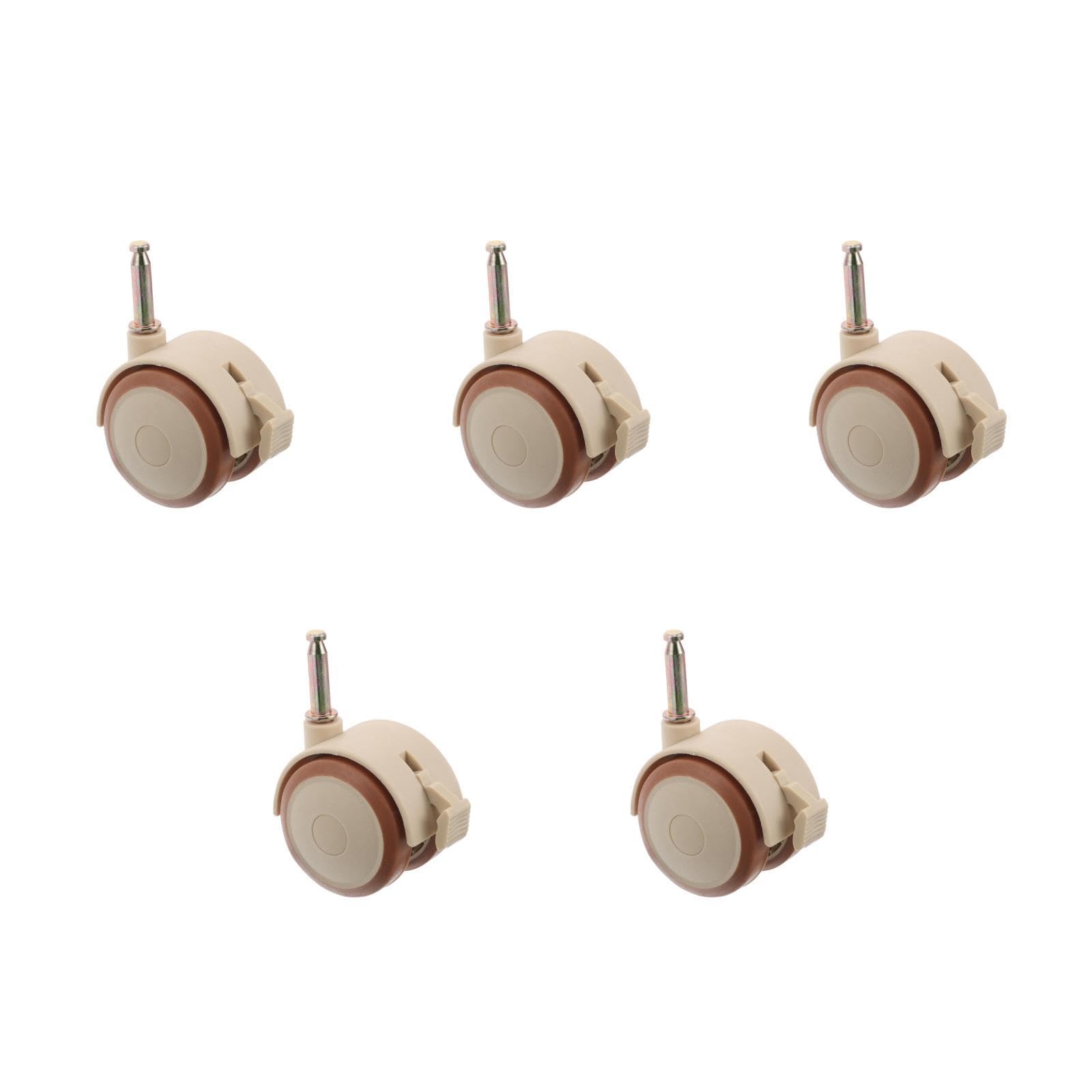 Abaodam 5 Pz Rotelle Per Culla Rotelle Del Letto Ruota Con Asta Silenziosa Per Culla in Gomma Ruota Piroettante Ruota Per Cancello Interasse Mini Ruote Beige Gomma Da Cancellare