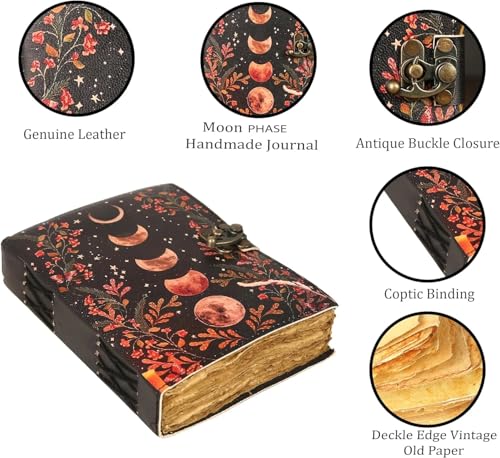 Image of CRAFT JUNKY Vintage Leather Journal Diary for Women & Men Travel Diary Notebook for Writing Deckle Edge Paper,200 Pages