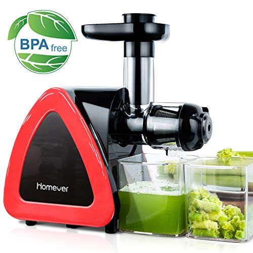 Juicer Machines, HOMEVER Slow Masticating Juicer for Fruits and Vegetables, Quiet Motor, Reverse
